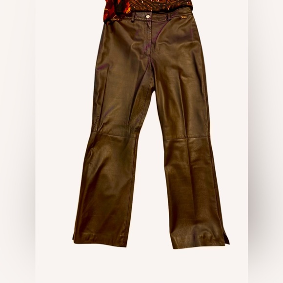 NWOT St John Sport Chocolate Leather Pants - Picture 3 of 4